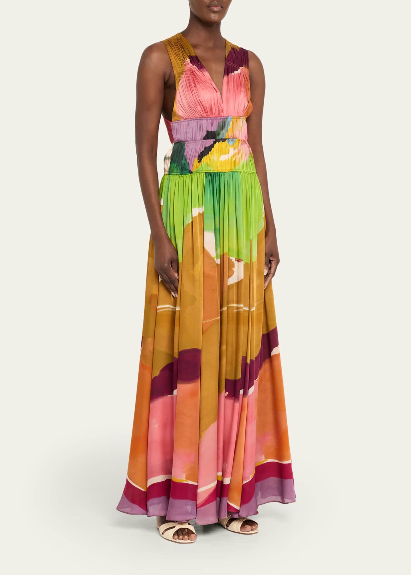 x Helen Frankenthaler Boheme Silk-Chiffon Gown