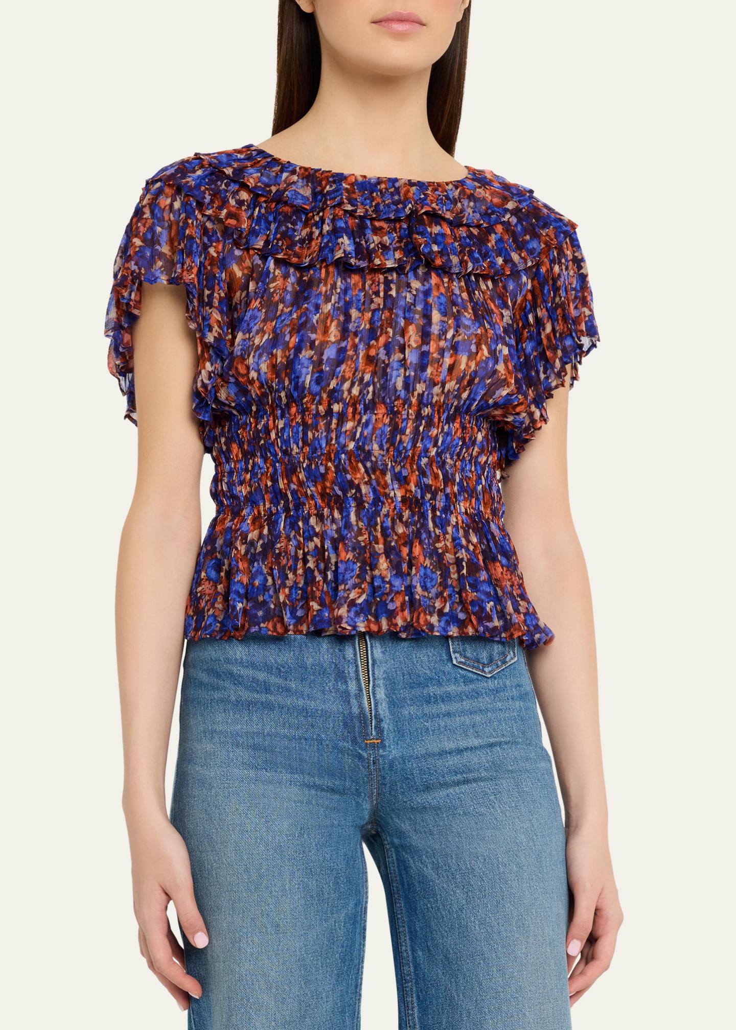 Ulla Johnson Athene Printed Silk Chiffon Top - Bergdorf Goodman