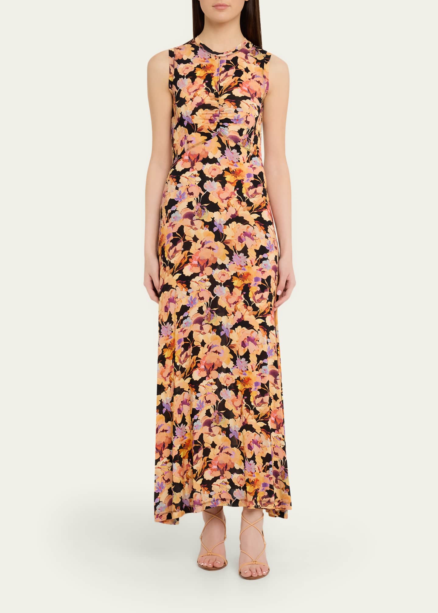 Ulla Johnson Lina Floral Jersey Maxi Dress, Night Bloom, Women's, ONE Size Petite, Casual & Work Dresses Maxi Dresses