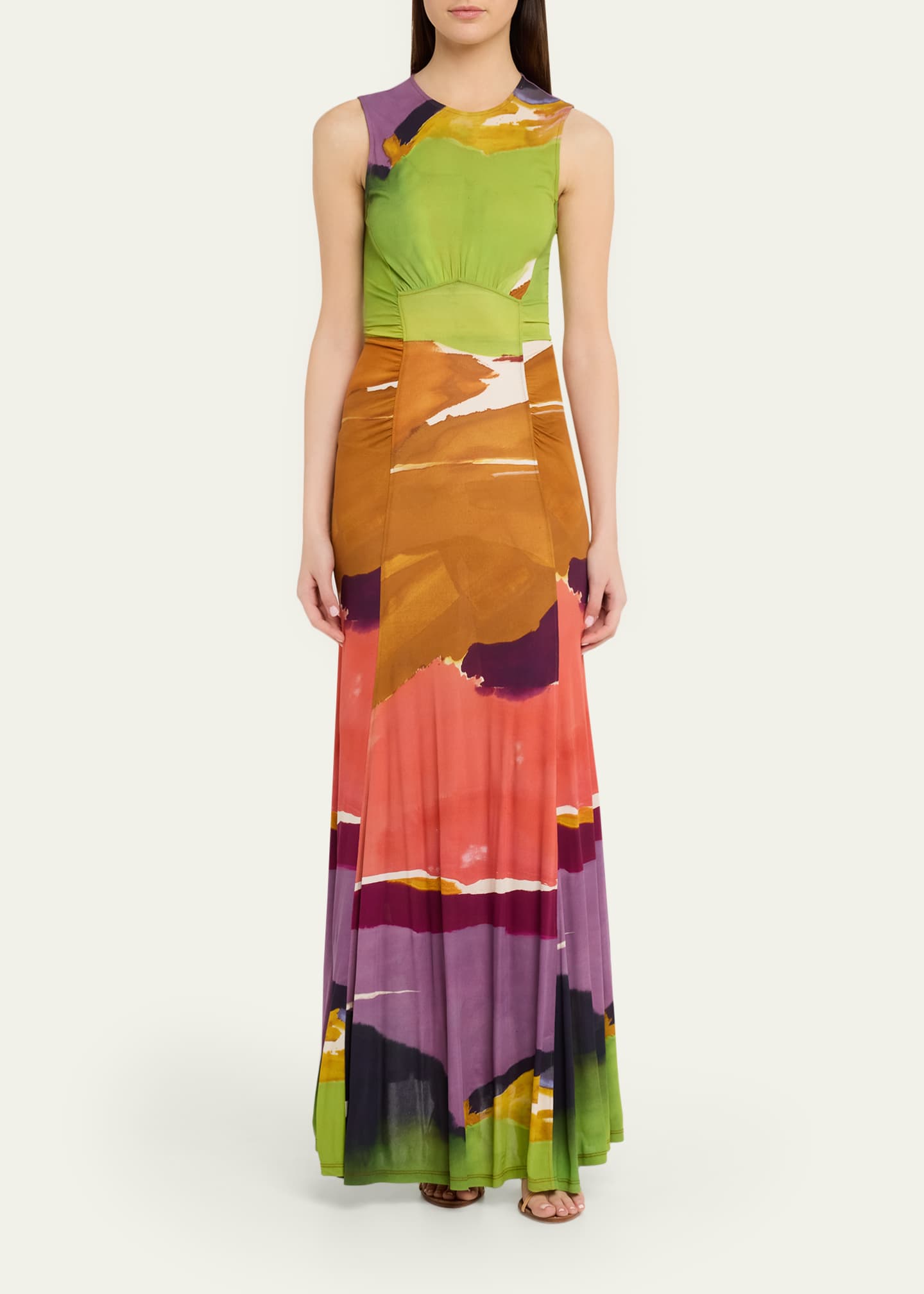 Ulla Johnson X Helen Frankenthaler Lana Sleeveless Jersey Maxi Dress, Nature Abhors A Vacuum, Women's, ONE SIZE Petite, Maxi Dresses