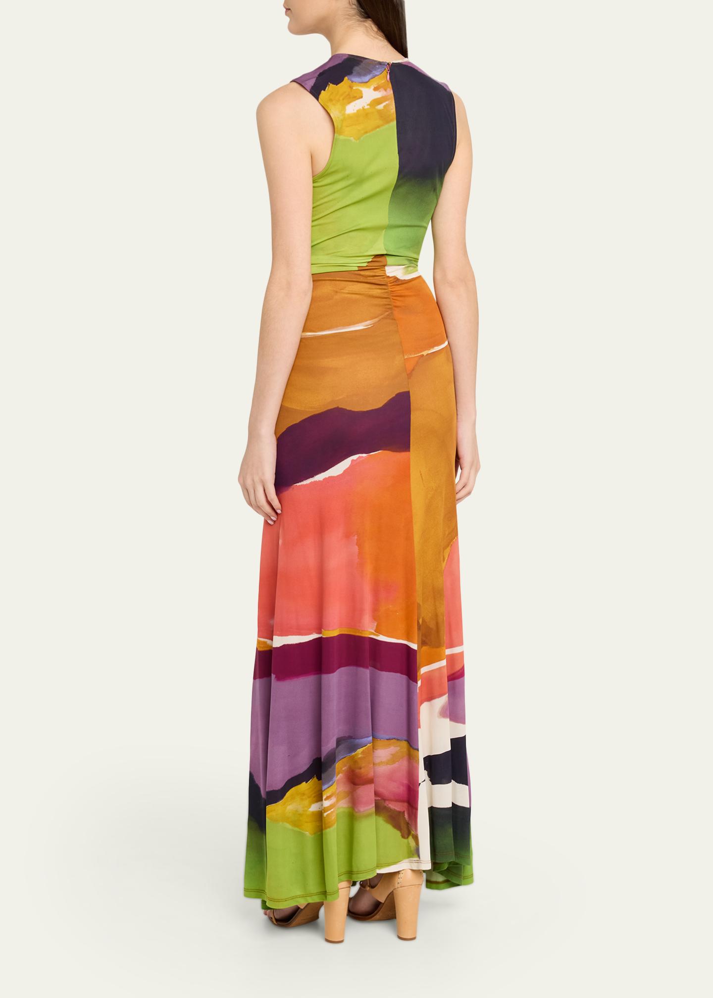 sleeveless jersey maxi dress Ulla Johnson x Helen Frankenthaler Lana Floral satin maxi