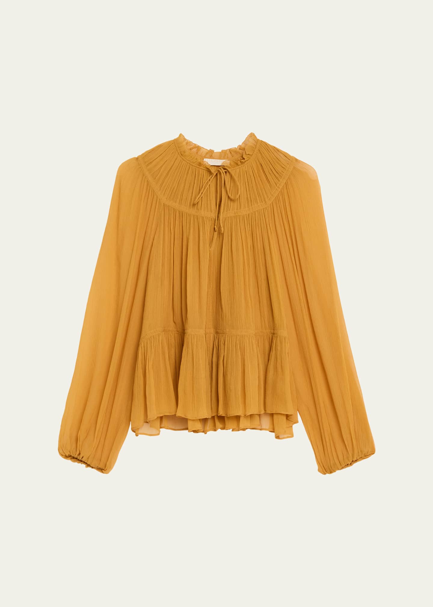 【最終お値下げ】HEVE SUZURAN SLEEVE BLOUSE Ulla Johnson Leandra Pleated Silk Chiffon Blouse - Bergdorf Goodman