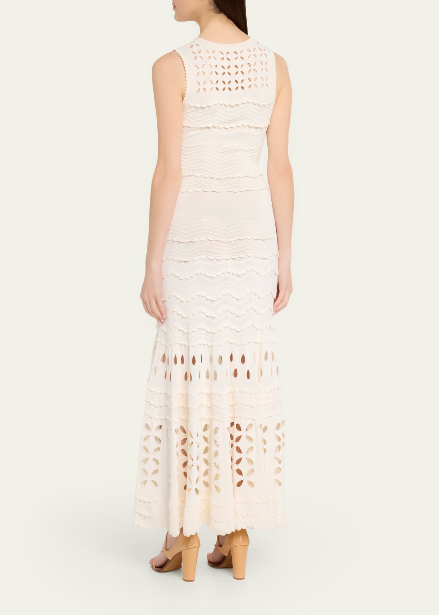 openwork floor length dress Women's Meant for This Ivory Openwork Lace Long Sleeve Maxi Dress | Size: L main image 1