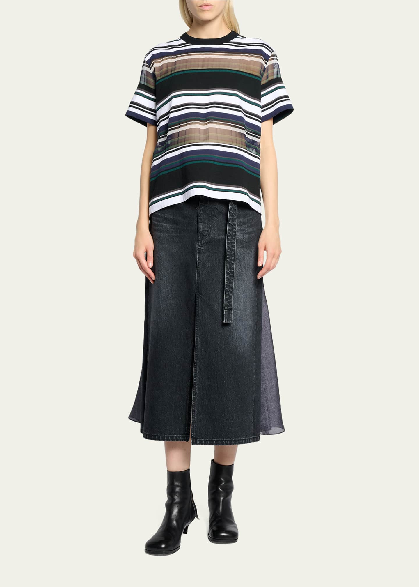 SACAI Striped Jersey Short-Sleeve T-Shirt - Bergdorf Goodman