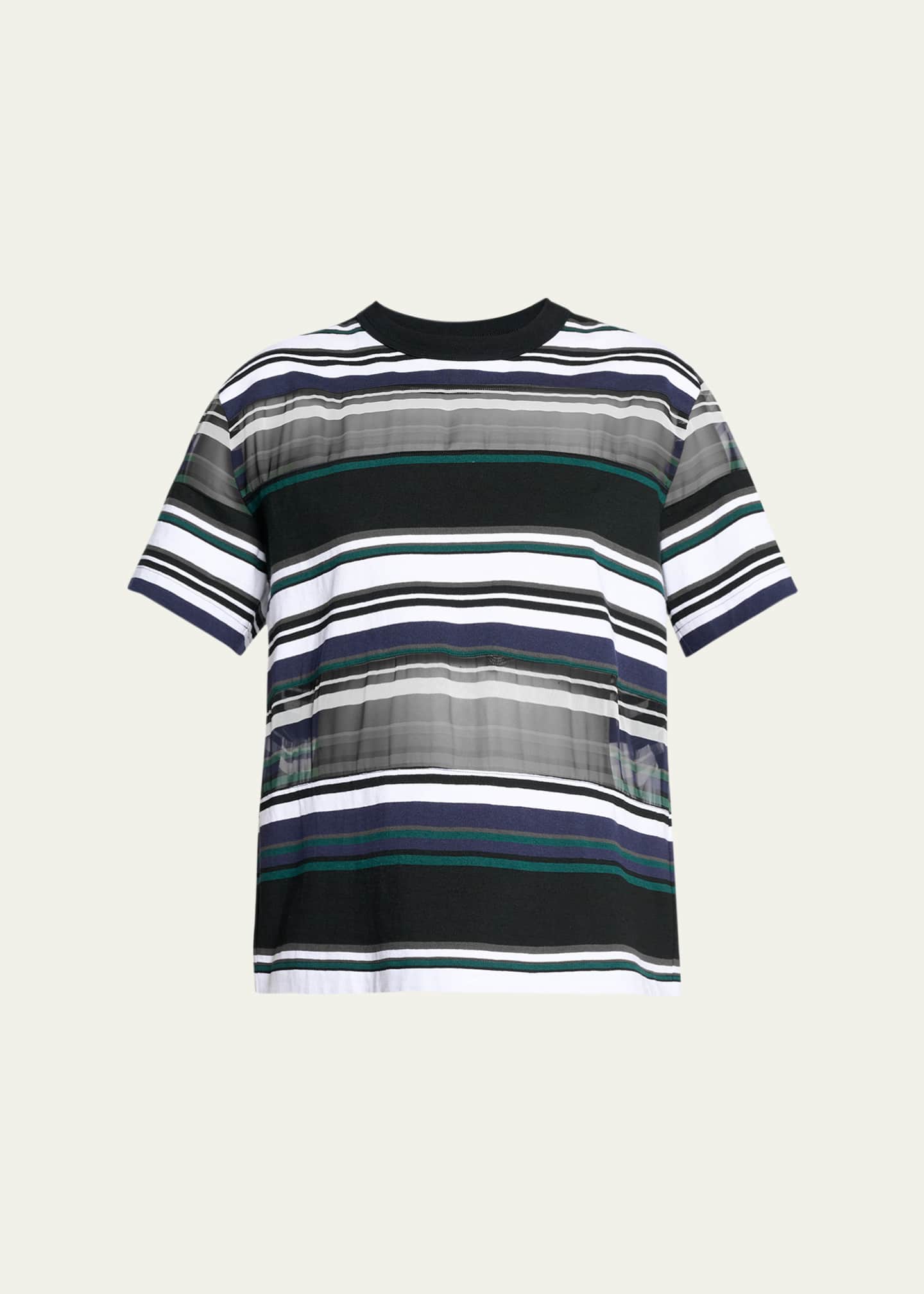 SACAI Striped Jersey Short-Sleeve T-Shirt - Bergdorf Goodman