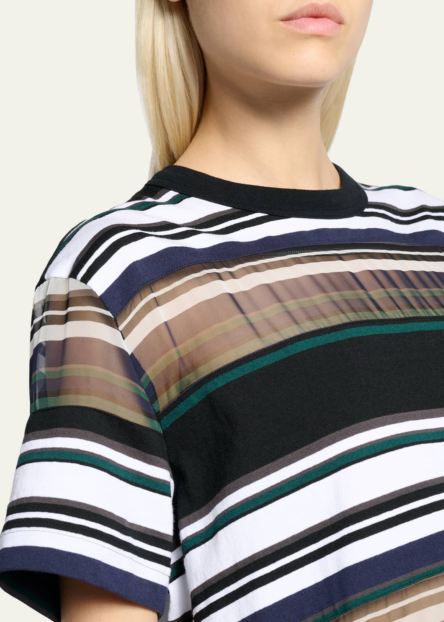 SACAI Striped Jersey Short-Sleeve T-Shirt - Bergdorf Goodman
