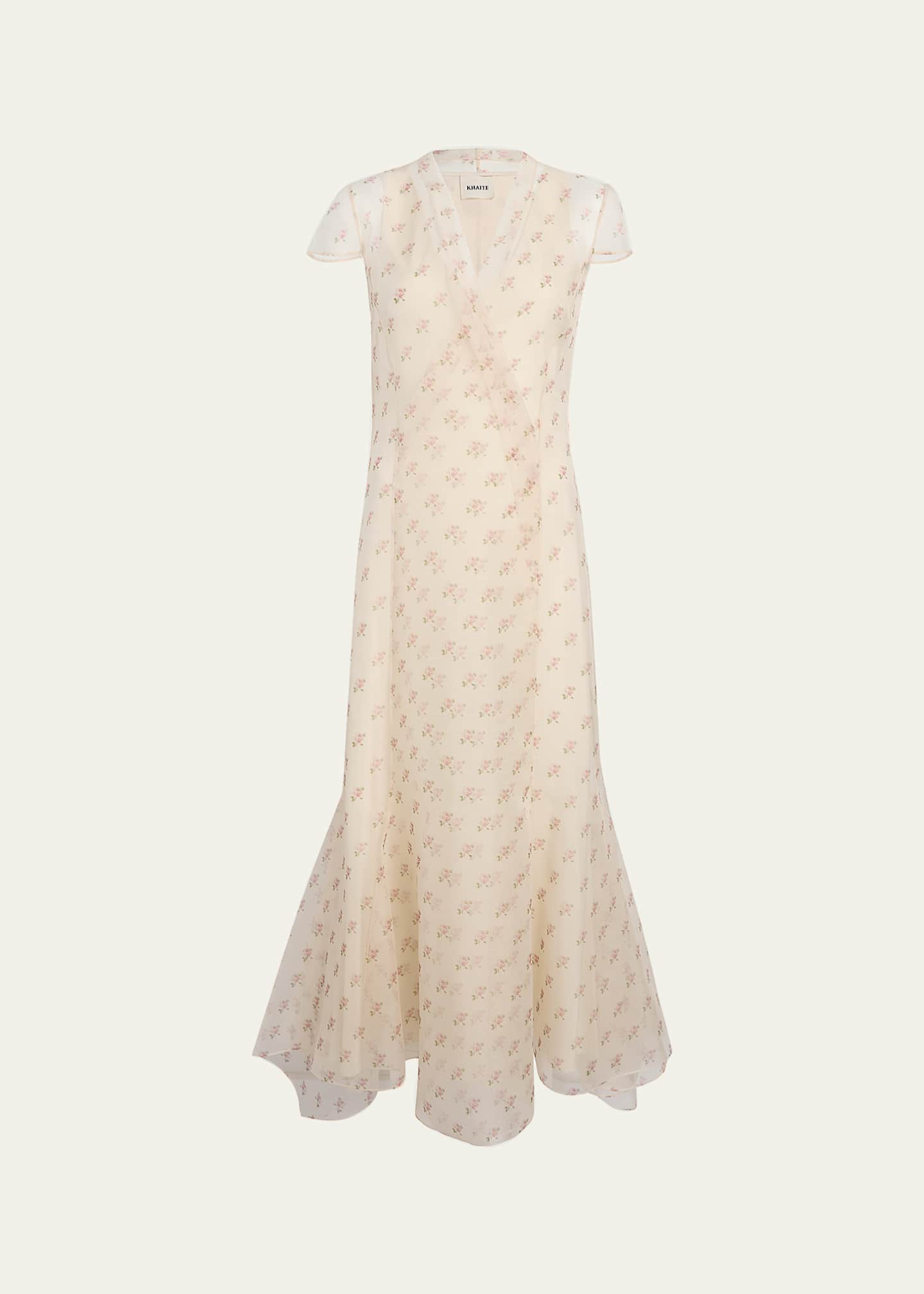 Khaite Meera Rose-Print Silk Wrap Maxi Dress - Bergdorf Goodman