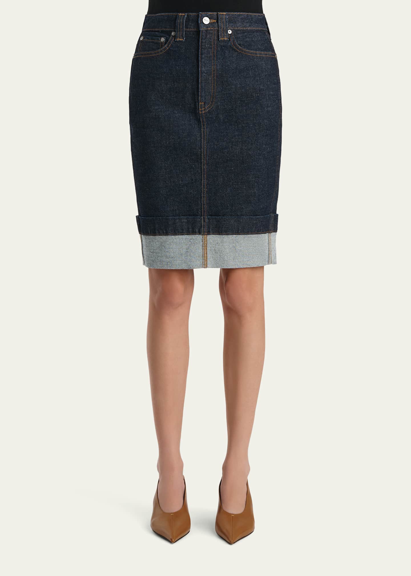 Khaite Kendra Cuffed Denim Skirt - Bergdorf Goodman