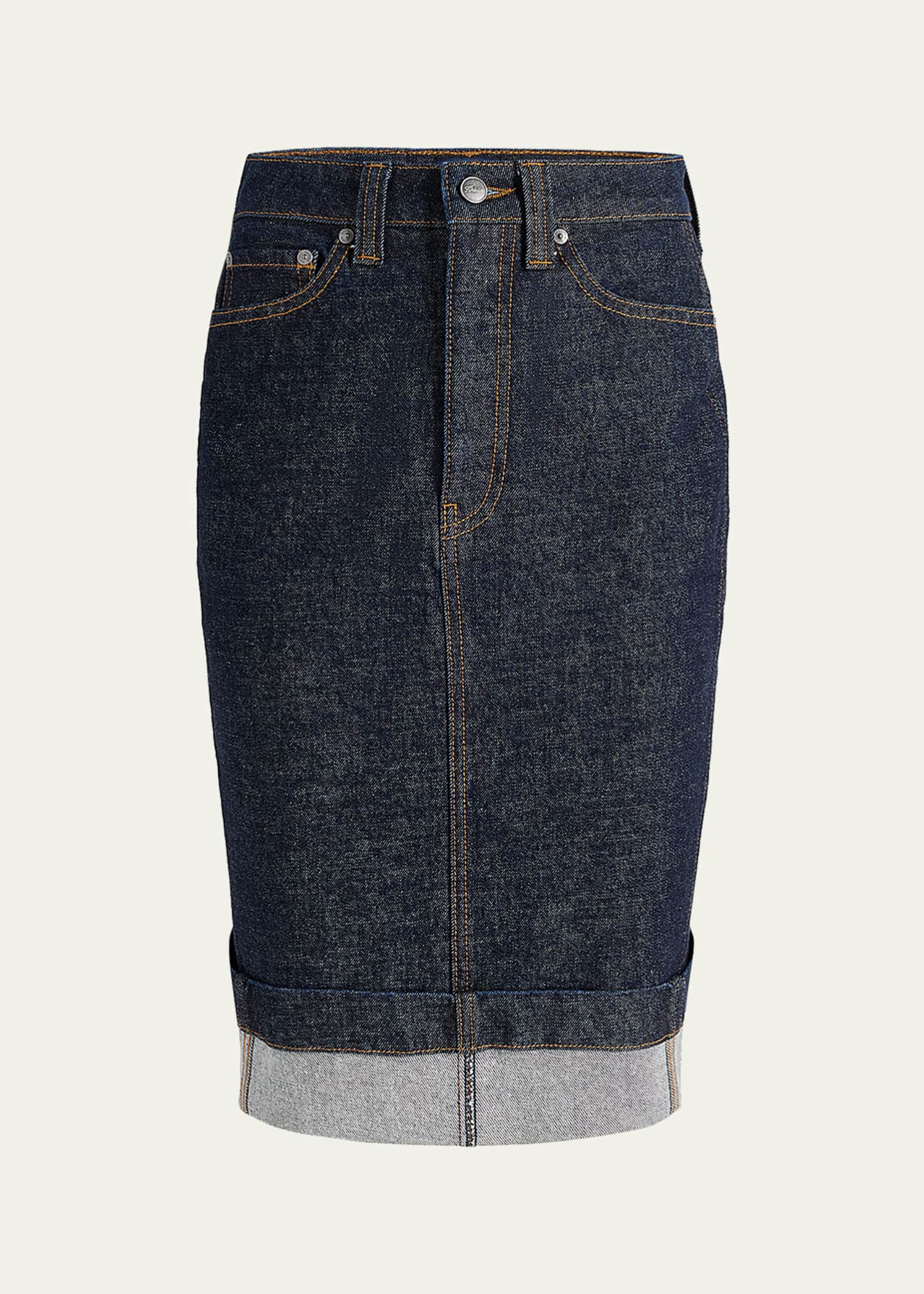 Khaite Kendra Cuffed Denim Skirt - Bergdorf Goodman
