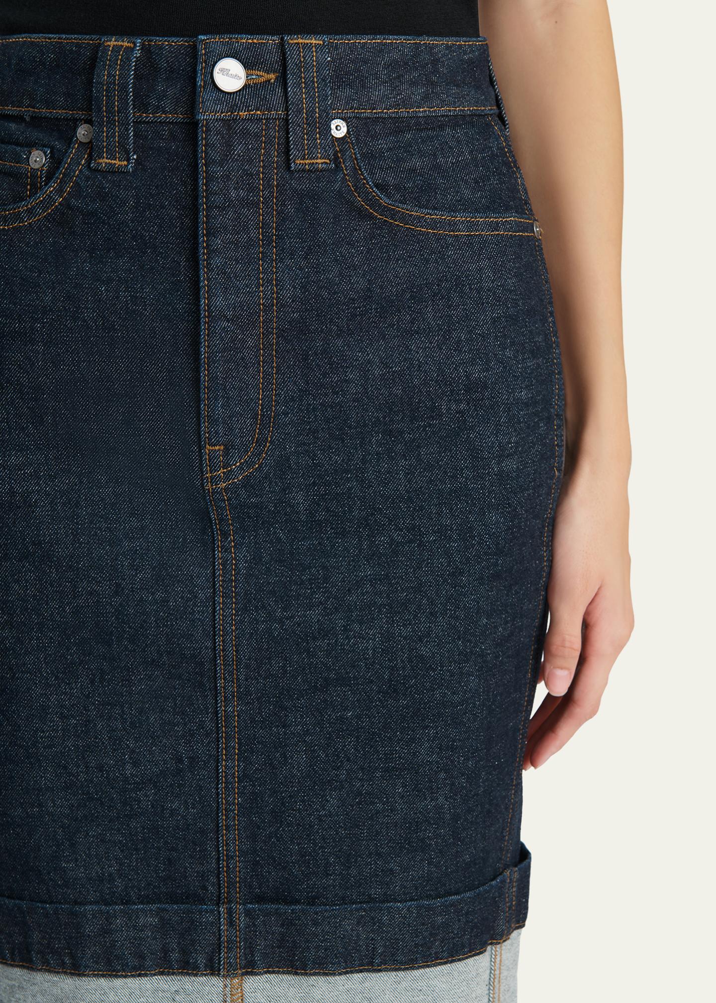 Khaite Kendra Cuffed Denim Skirt - Bergdorf Goodman