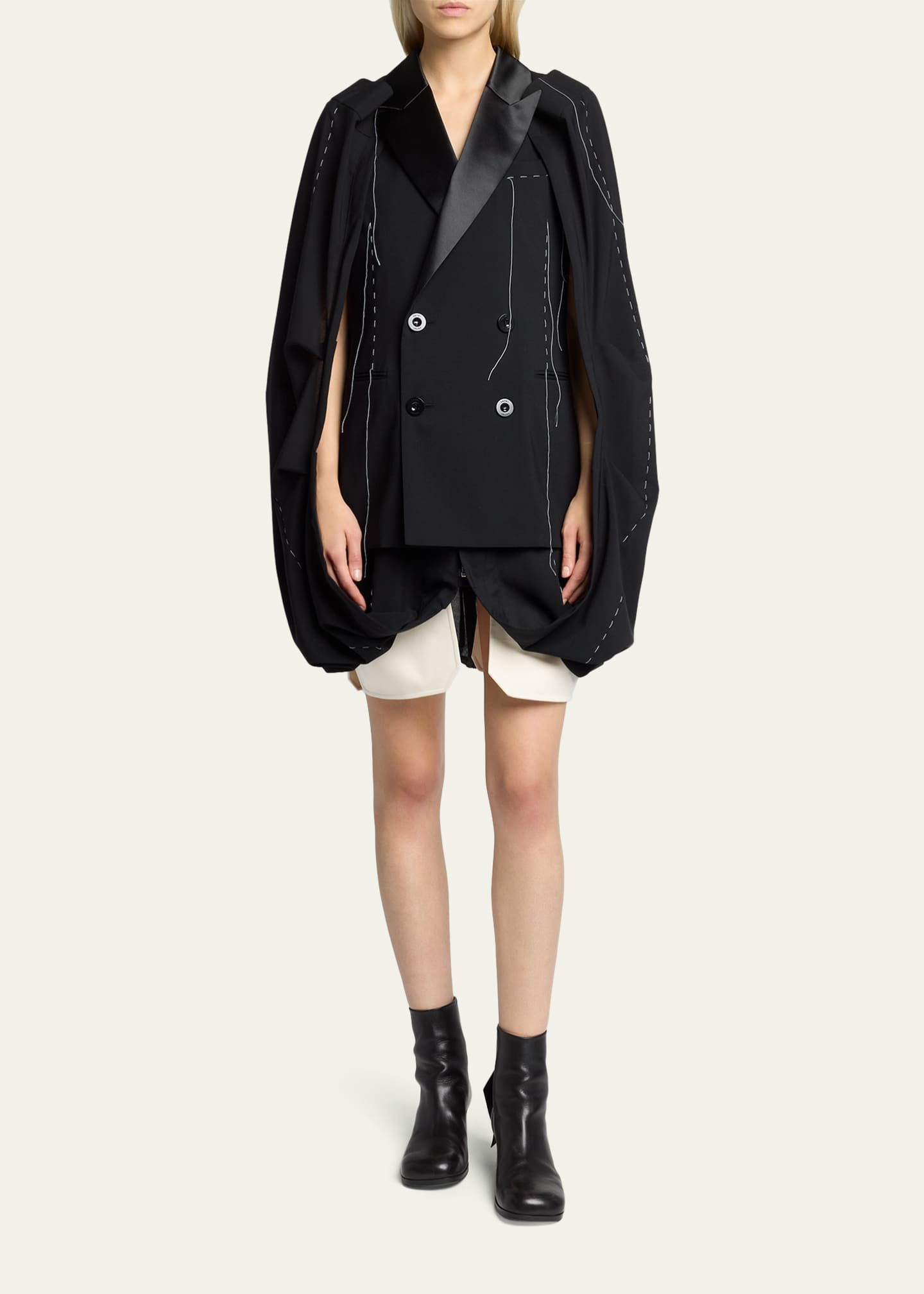 SACAI Deconstructed Bubble Cape Mini Blazer Dress - Bergdorf Goodman