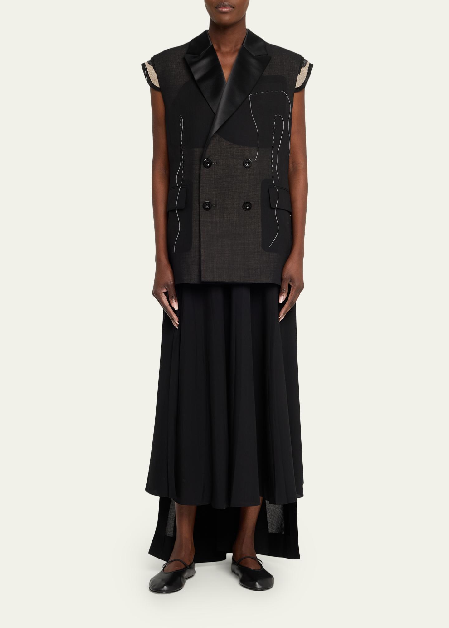 sacai Deconstructed Wool Organza Vest - Bergdorf Goodman
