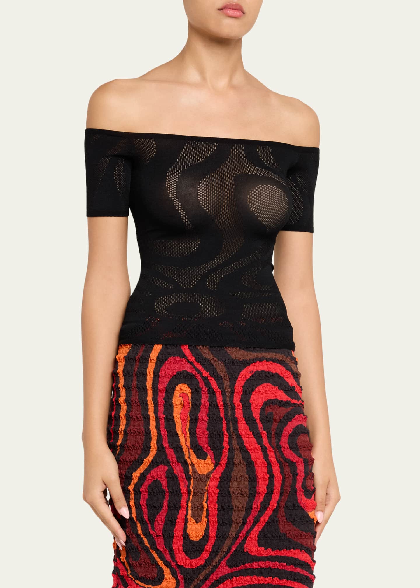 トップス pucci Pucci Marmo Jacquard Short-Sleeve Top - Bergdorf Goodman