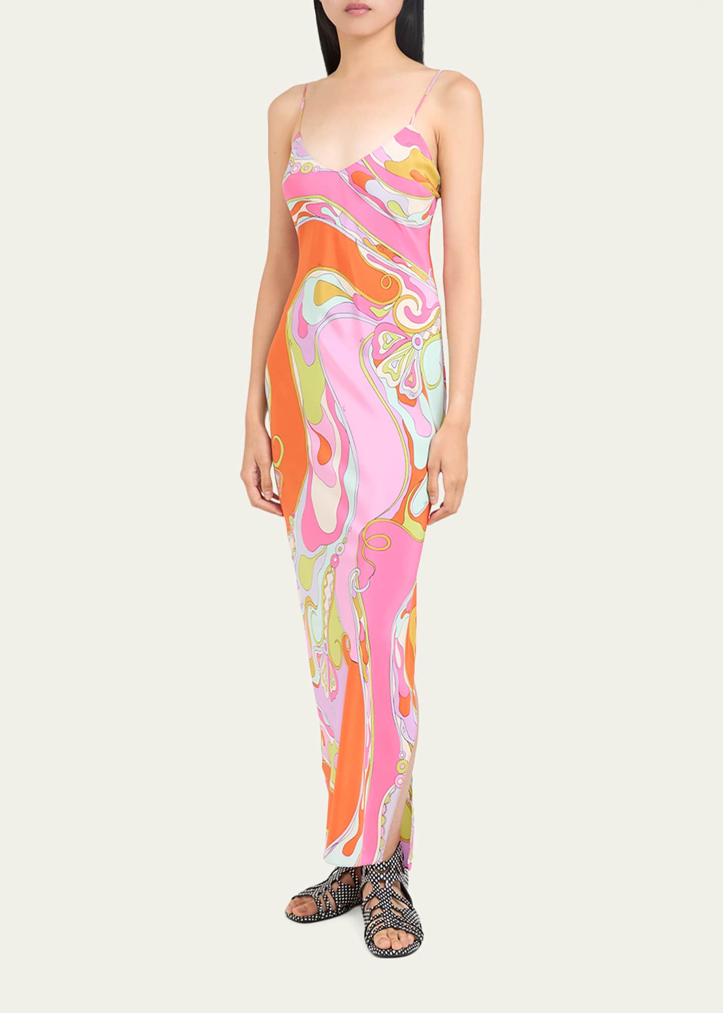 pucci silk maxi dress Iride caped silk twill maxi dress in multicoloured - Pucci