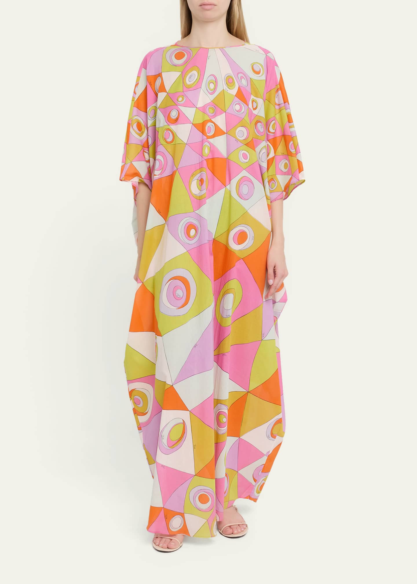 pucci cotton dress Pucci Occhi-Print Cotton Muslin Maxi Caftan Dress