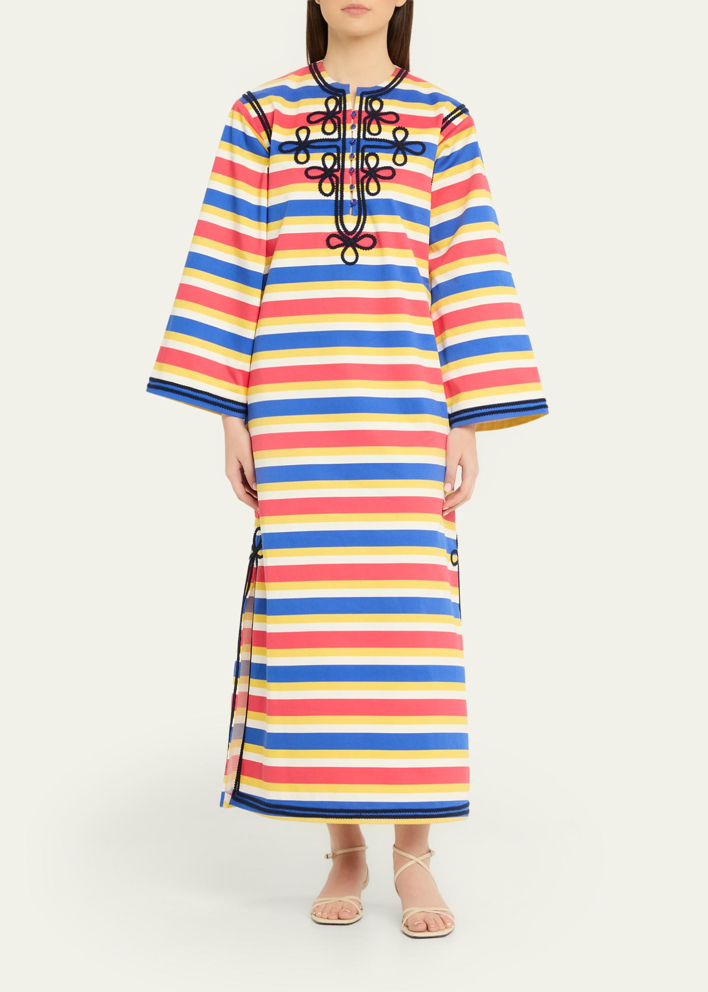 Rianna + Nina Embroidered Striped Cotton Maxi Dress - Bergdorf Goodman