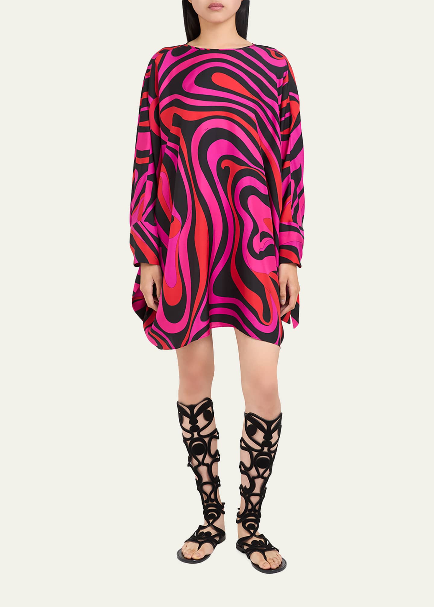 Pucci Marmo Silk Twill Mini Caftan Dress - Bergdorf Goodman
