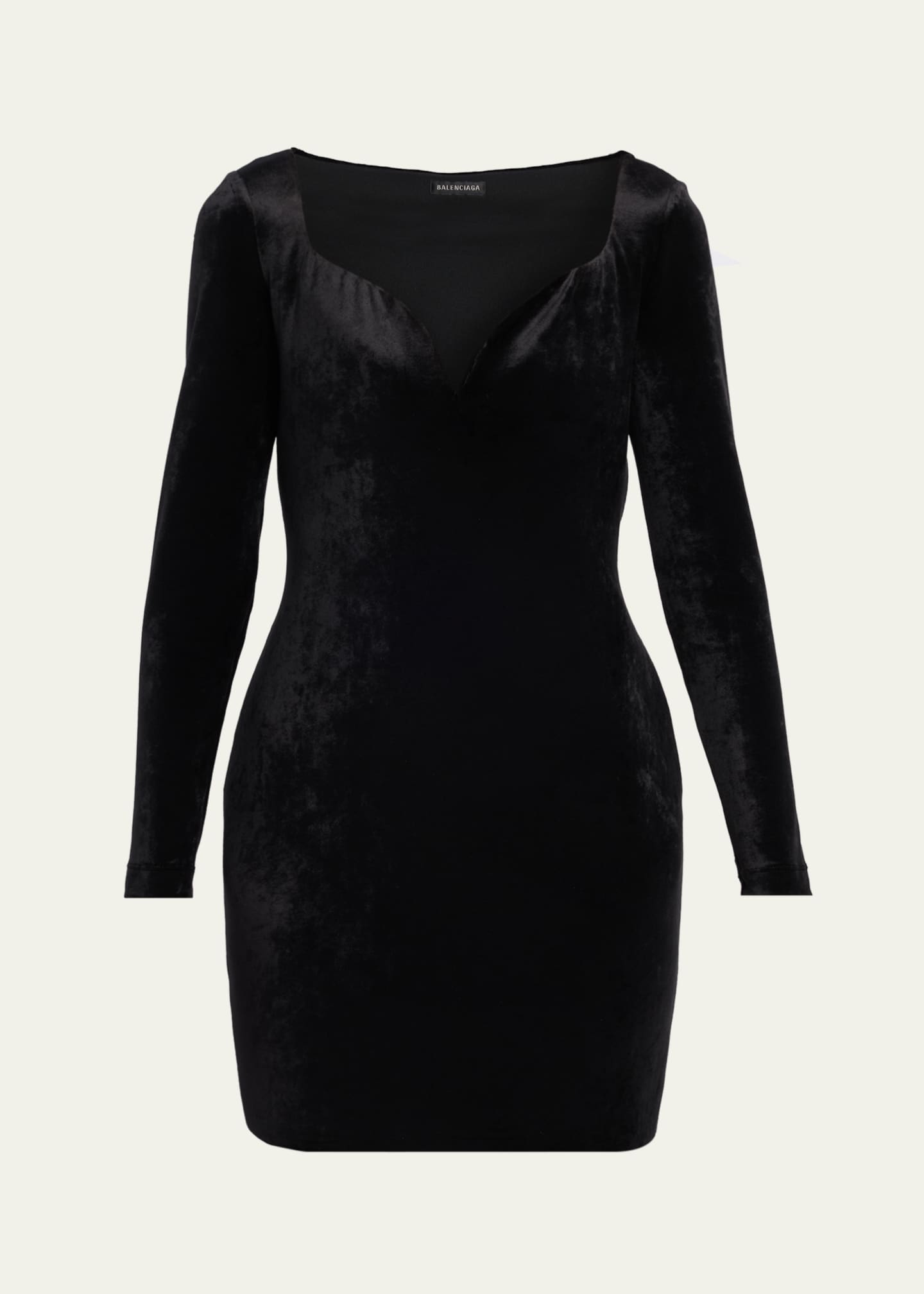 black velvet sweetheart long-sleeve mini dress Shirley | Black Velvet Sweetheart Puff-Sleeve Mini Dress main image 0