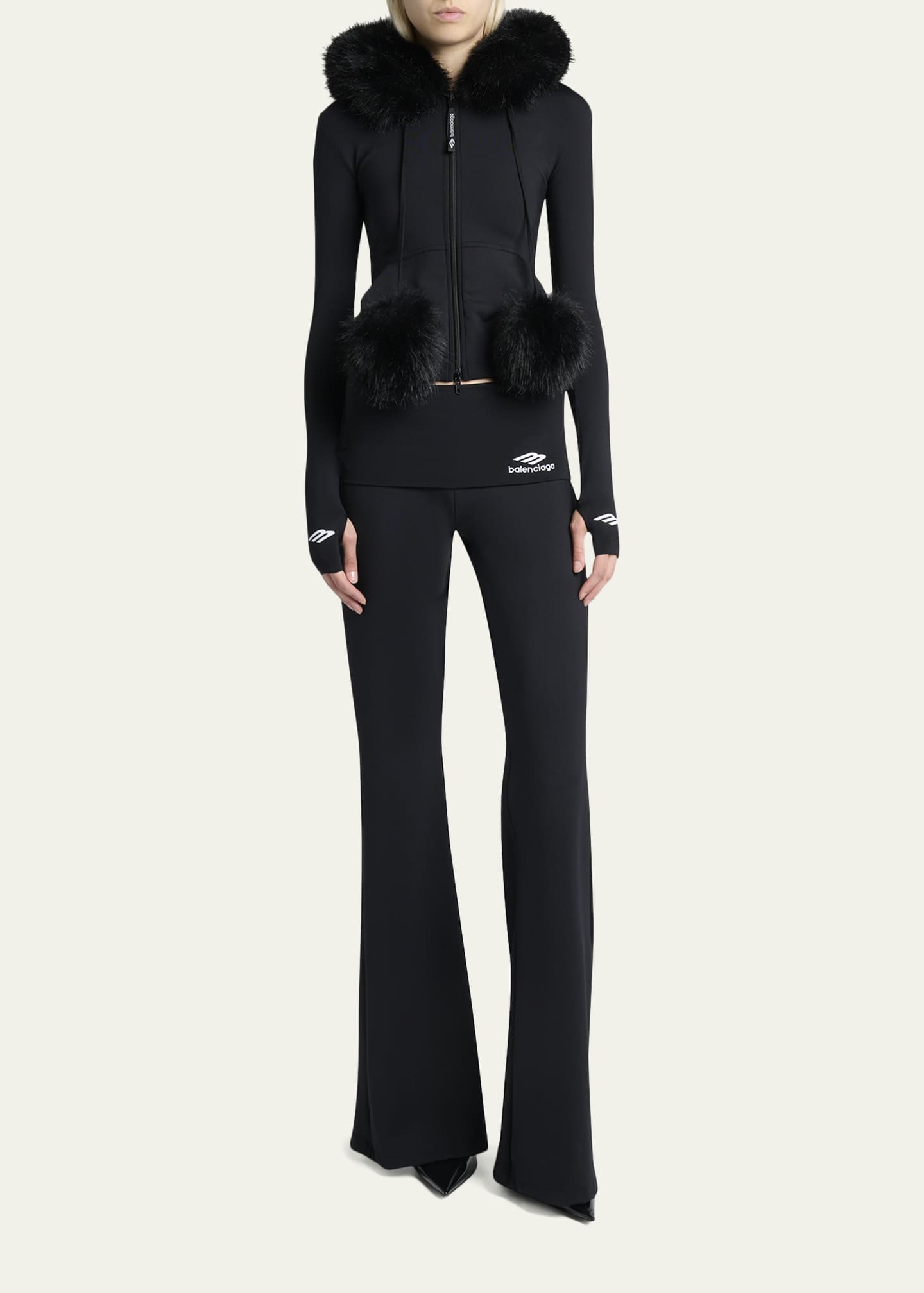 Balenciaga Fluffy Zip-Up Hoodie with Faux Fur - Bergdorf Goodman