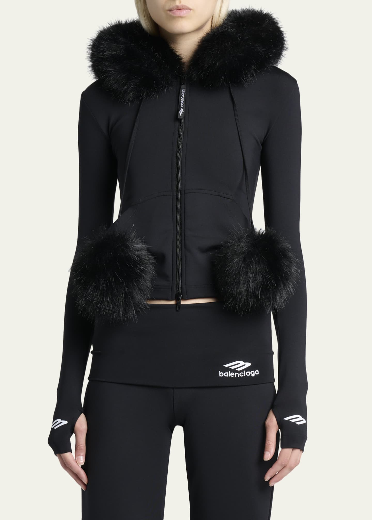Balenciaga Fluffy Zip-Up Hoodie with Faux Fur - Bergdorf Goodman