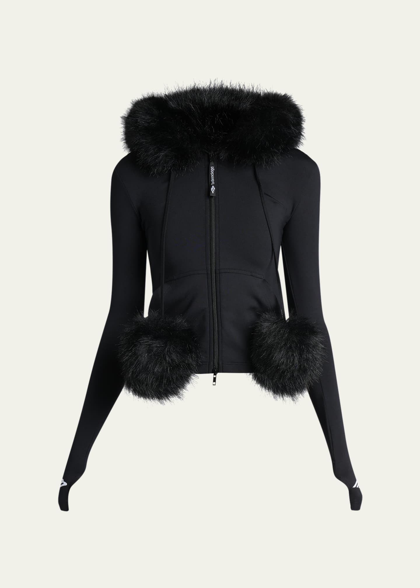 balenciaga アルパカ ファージャケット Balenciaga Fluffy Zip-Up Hoodie with Faux Fur - Bergdorf Goodman