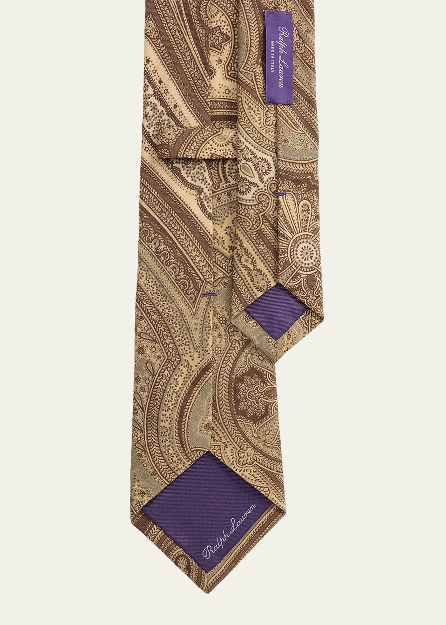 Ralph Lauren Purple Label Paisley Linen-Silk Tie - Bergdorf Goodman