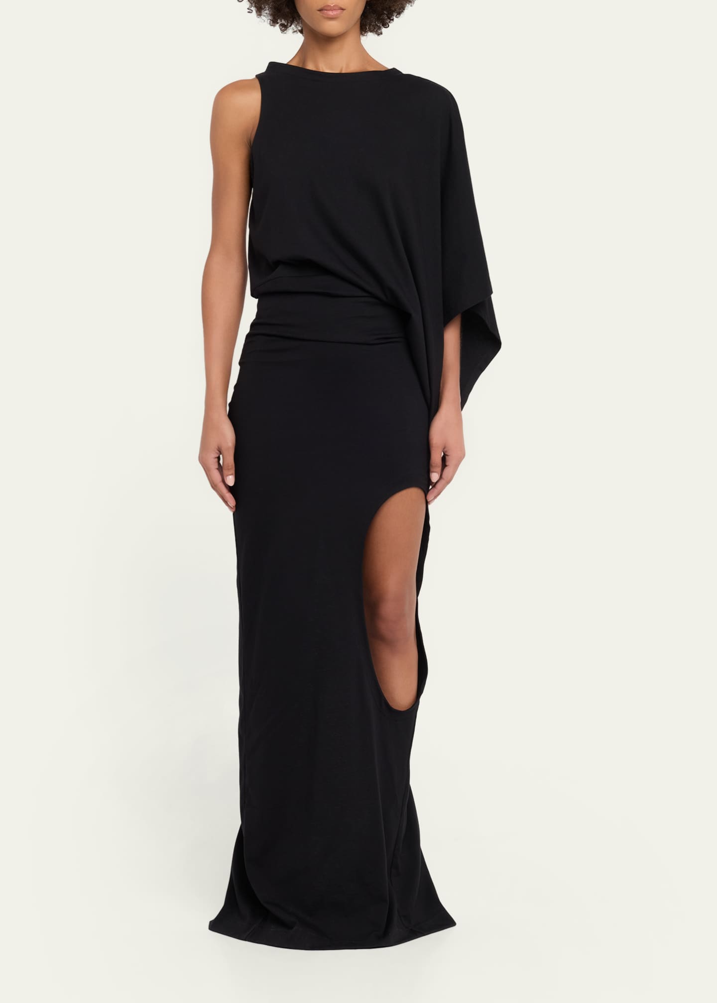 awake mode asymmetric dress Asymmetric Maxi Dress With Cut Out Black | Luxury Womenswear
