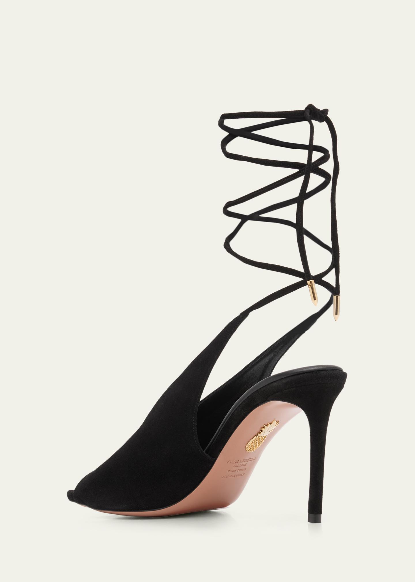 Aquazzura 85mm Lisa Suede Lace-Up Sandals - Bergdorf Goodman