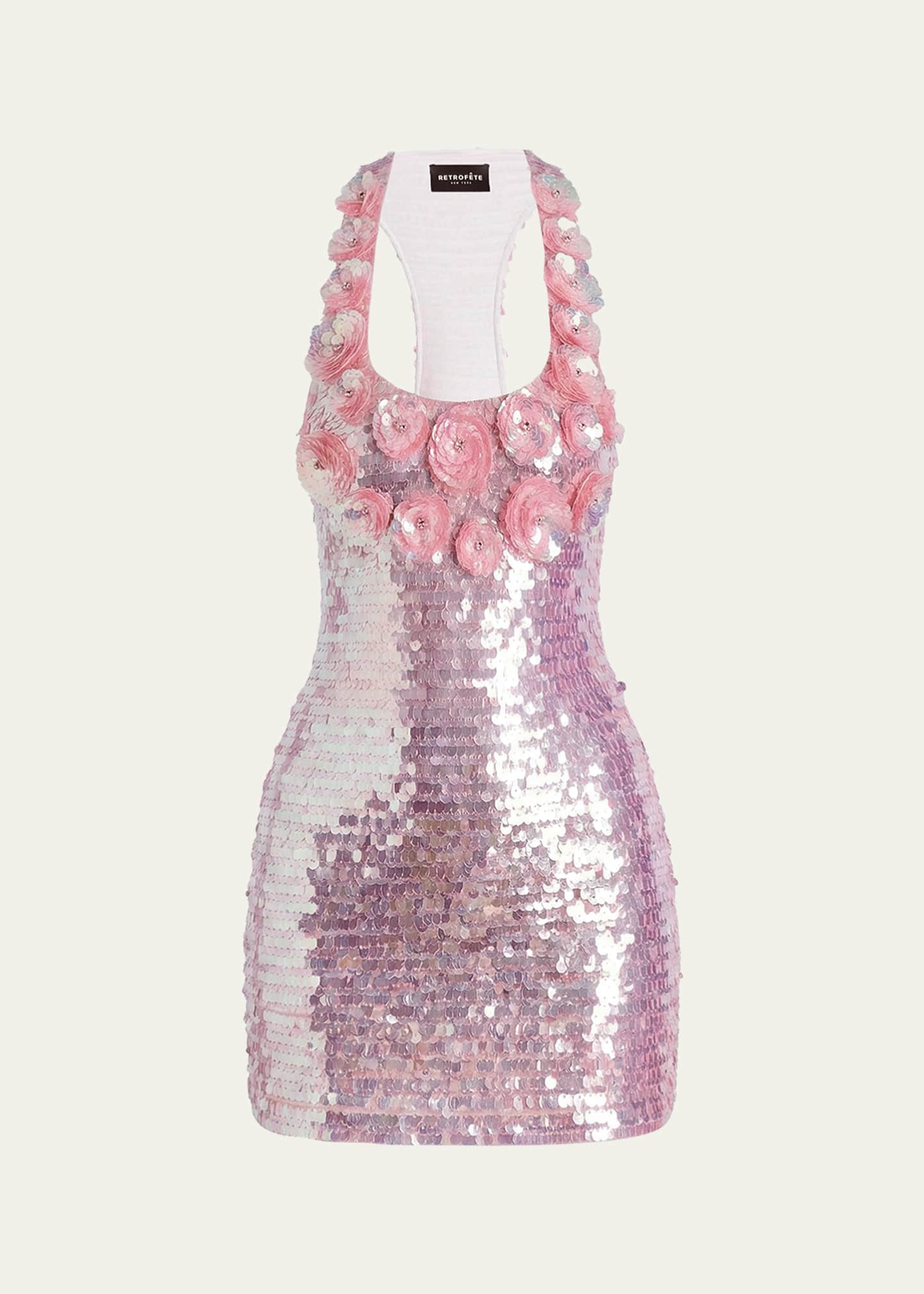 retrofete sequin mini dress Torin Sequin Feather Dress  Retrofete