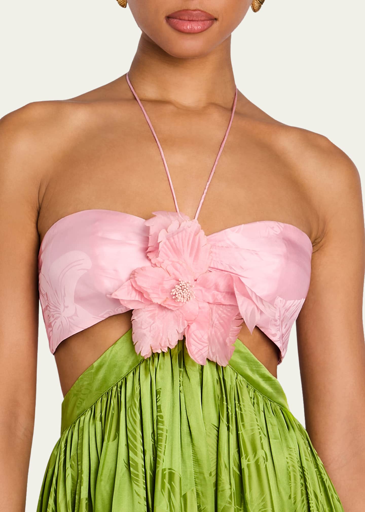 retrofete halter dress Retrofete Pink Ribbed Halter Fit-and-Flare Dress by Retrofete