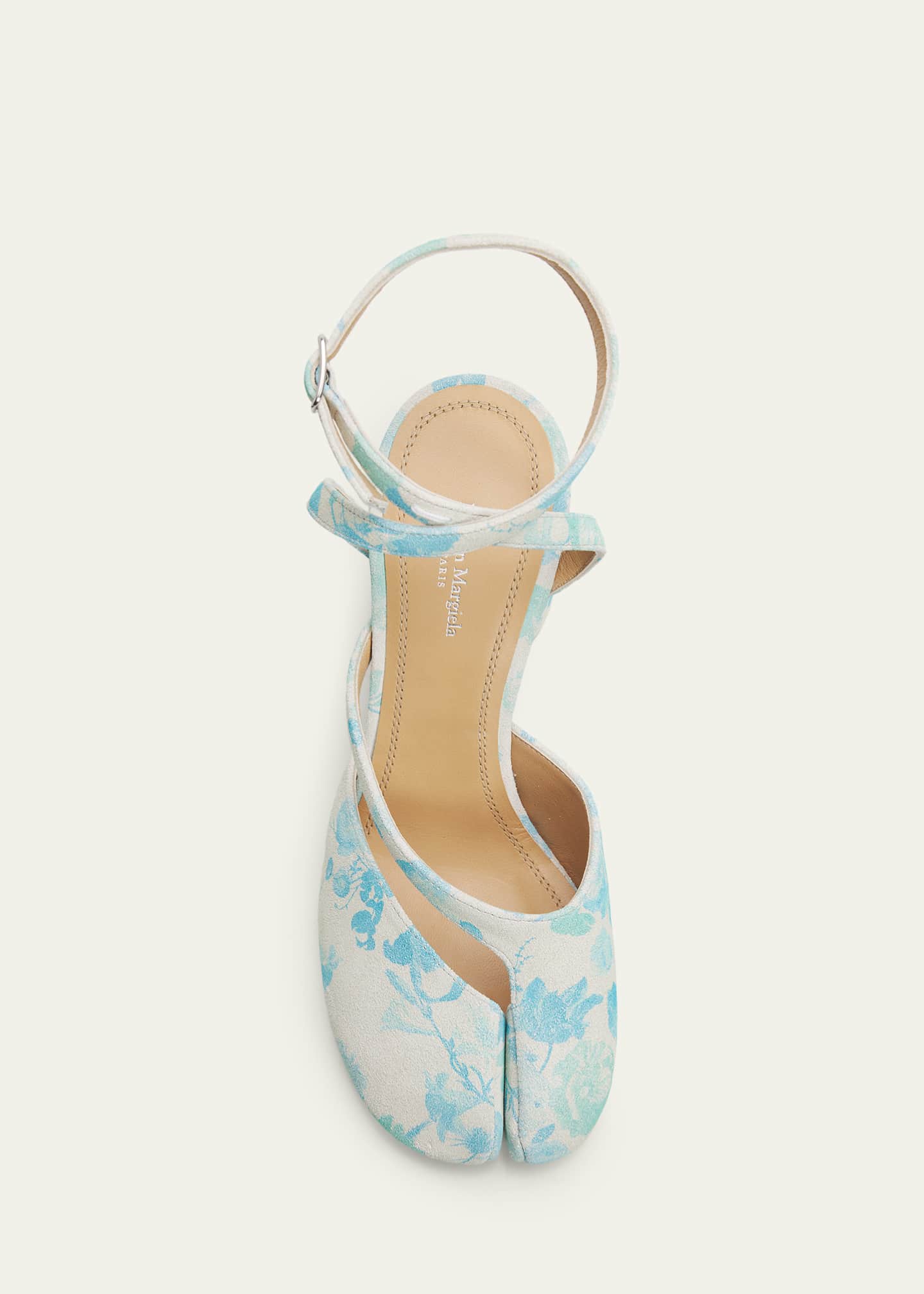 Maison Margiela 80mm Floral-Printed Suede Split-Toe Pumps