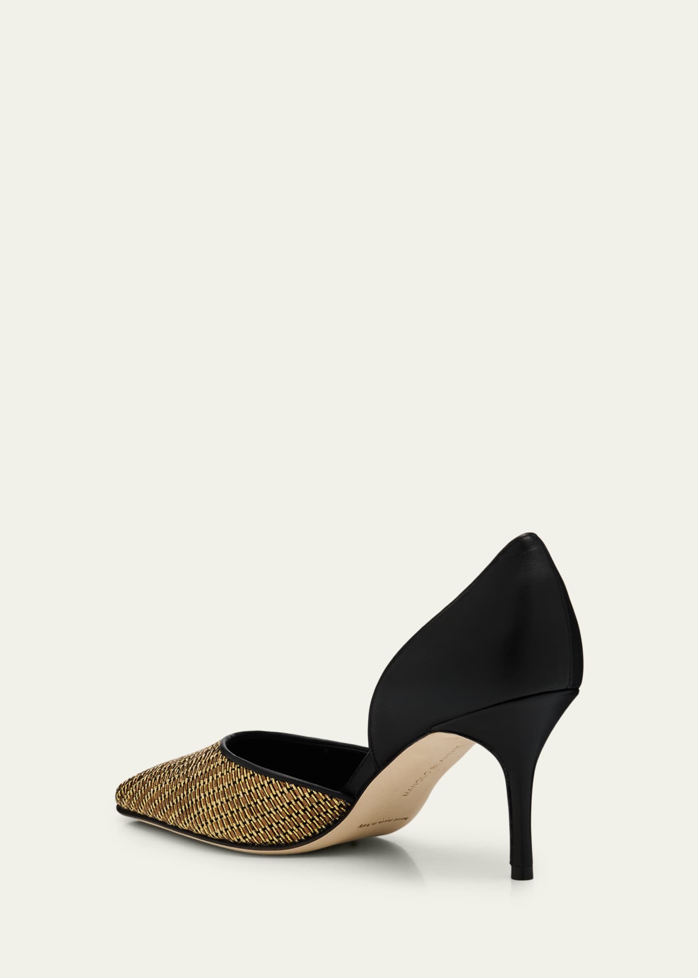 Manolo Blahnik 70mm Taylerbinu Woven Metallic and Leather Pumps