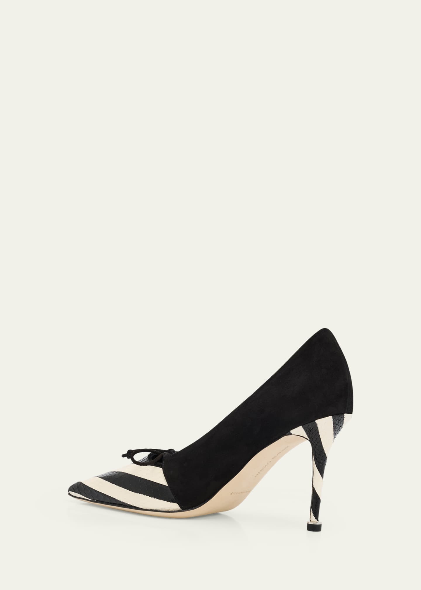 Manolo Blahnik 90mm Trillo Striped Python and Suede Pumps