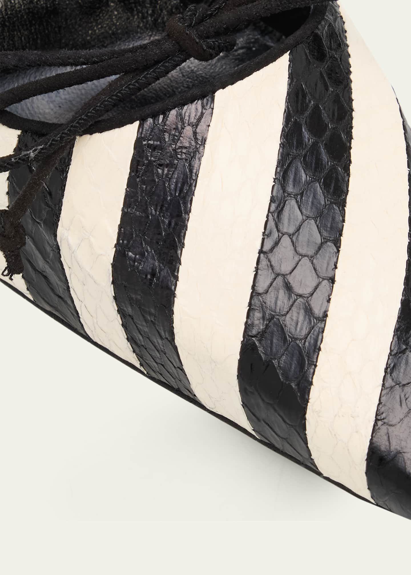 Manolo Blahnik 90mm Trillo Striped Python and Suede Pumps