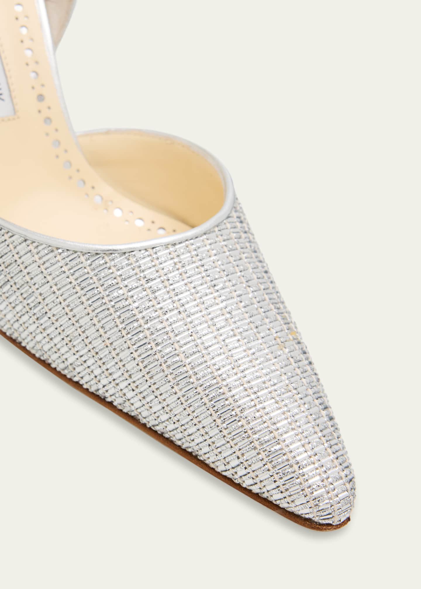 Manolo Blahnik 70mm Taylerbinu Woven Metallic Leather Pumps