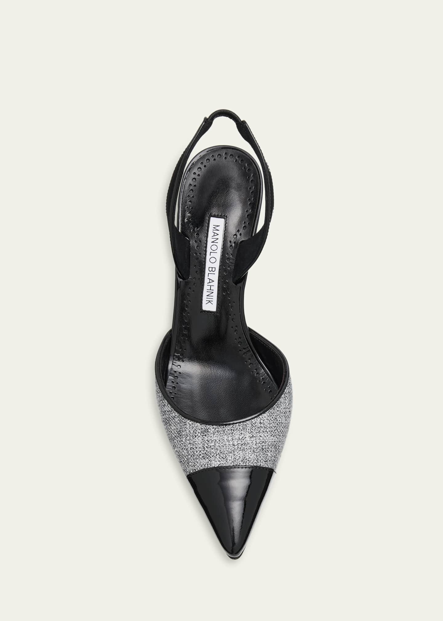 Manolo Blahnik 70mm Capsli Linen Slingback Pumps - Bergdorf Goodman