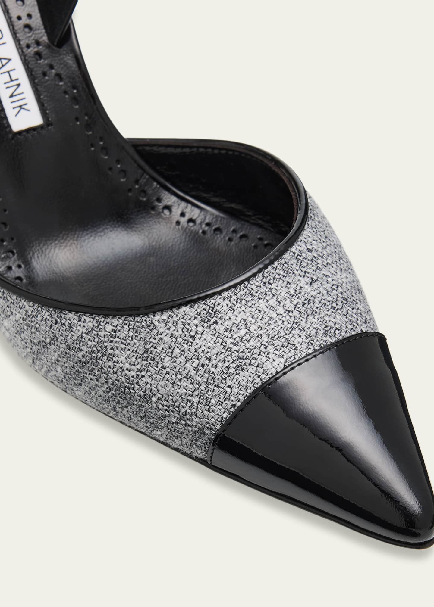 Manolo Blahnik 70mm Capsli Linen Slingback Pumps - Bergdorf Goodman