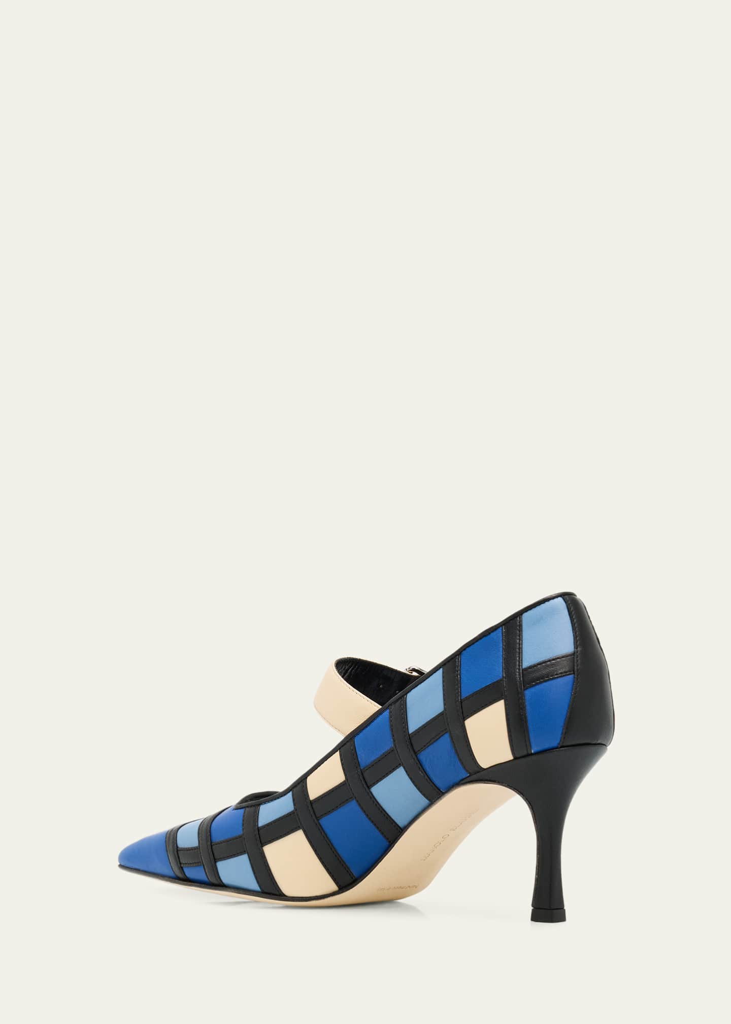 [新品]MANOLO BLAHNIK WILFA FLAT SH ブラック37 Manolo Blahnik 70mm Cucayahi Patchwork Leather Mary Jane Pumps