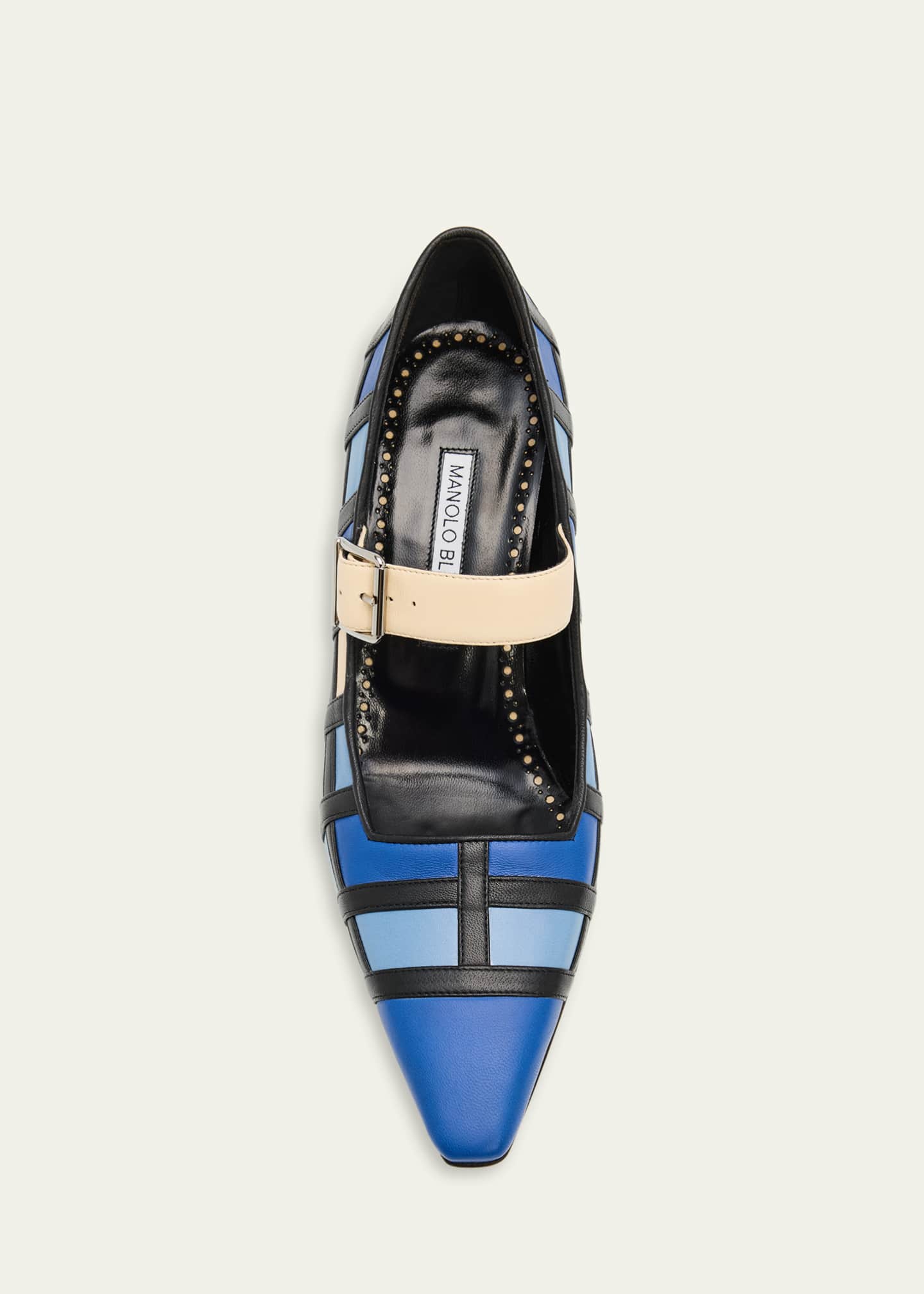 Manolo Blahnik 70mm Cucayahi Patchwork Leather Mary Jane Pumps