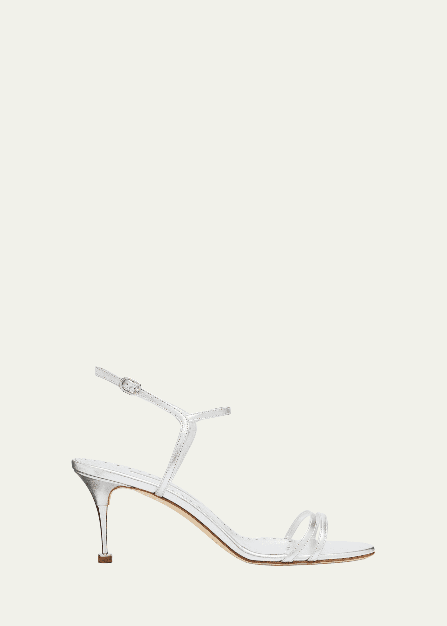 Manolo Blahnik 105mm Ciagalo Metallic Leather Sandals - Bergdorf