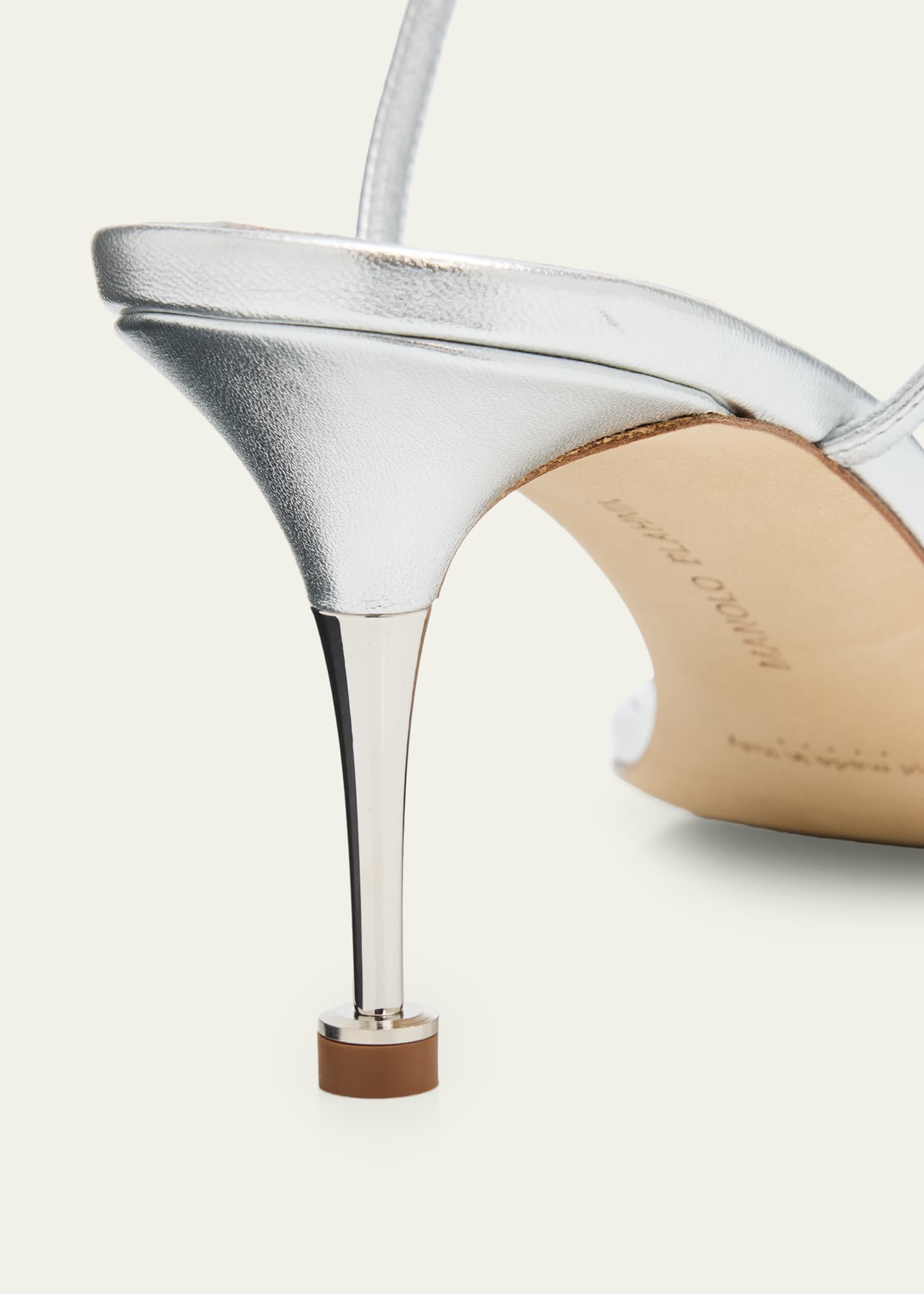 Manolo Blahnik 105mm Ciagalo Metallic Leather Sandals - Bergdorf