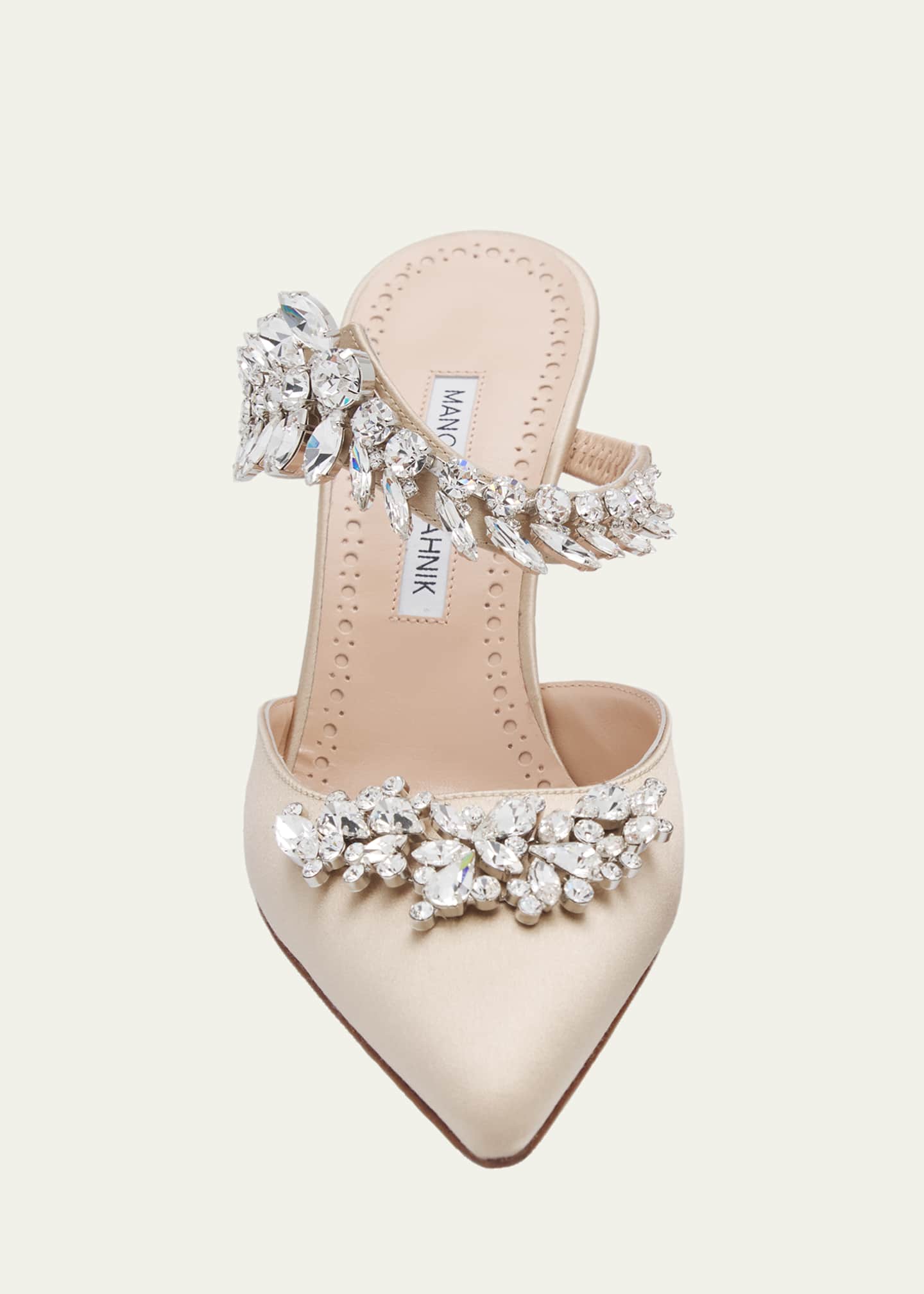 早い者勝ちMANOLO BLAHNIK LGRY ルルム　90mm Manolo Blahnik 90mm Lurum Embellished Satin Mule Pumps - Bergdorf