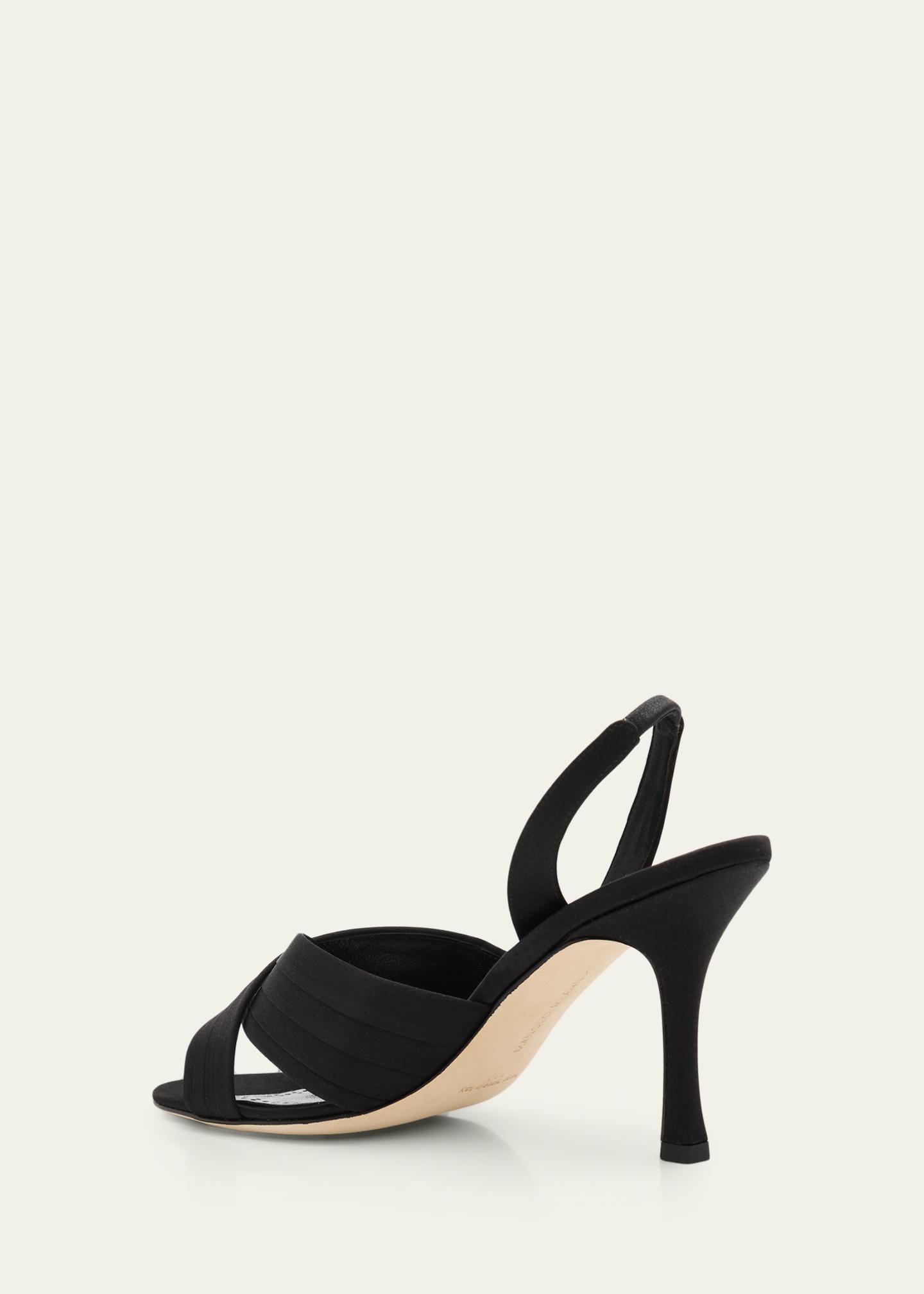 Manolo Blahnik 90mm Viera Satin Sandals - Bergdorf Goodman