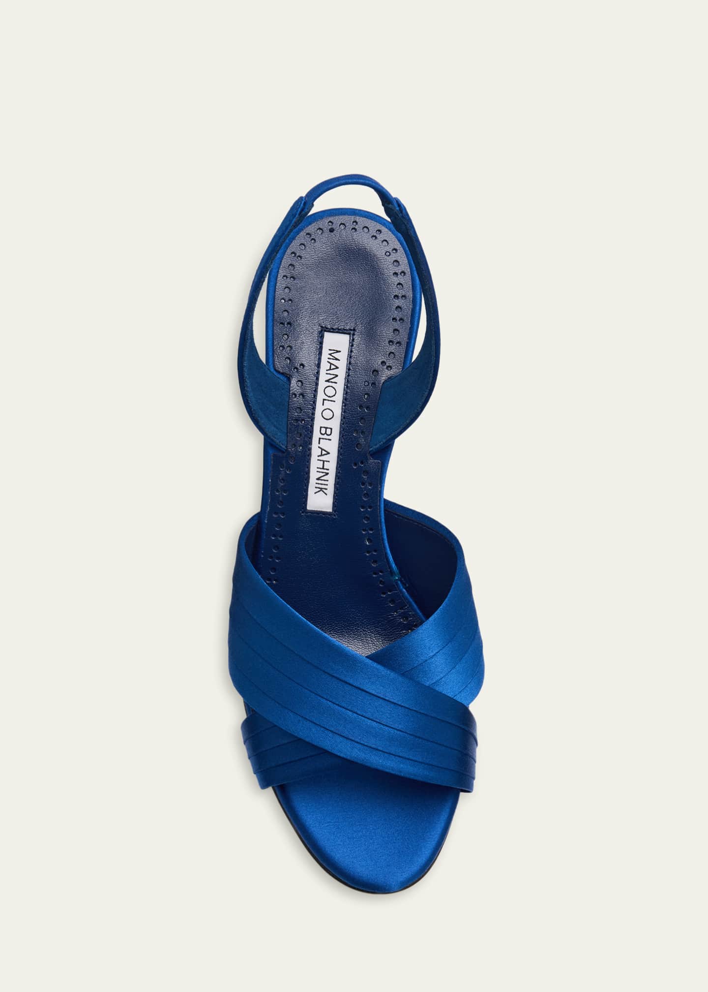 MANOLO BLAHNIK ネイビー サテン　36.5 Manolo Blahnik 90mm Vierasan Pleated Satin Sandals - Bergdorf Goodman