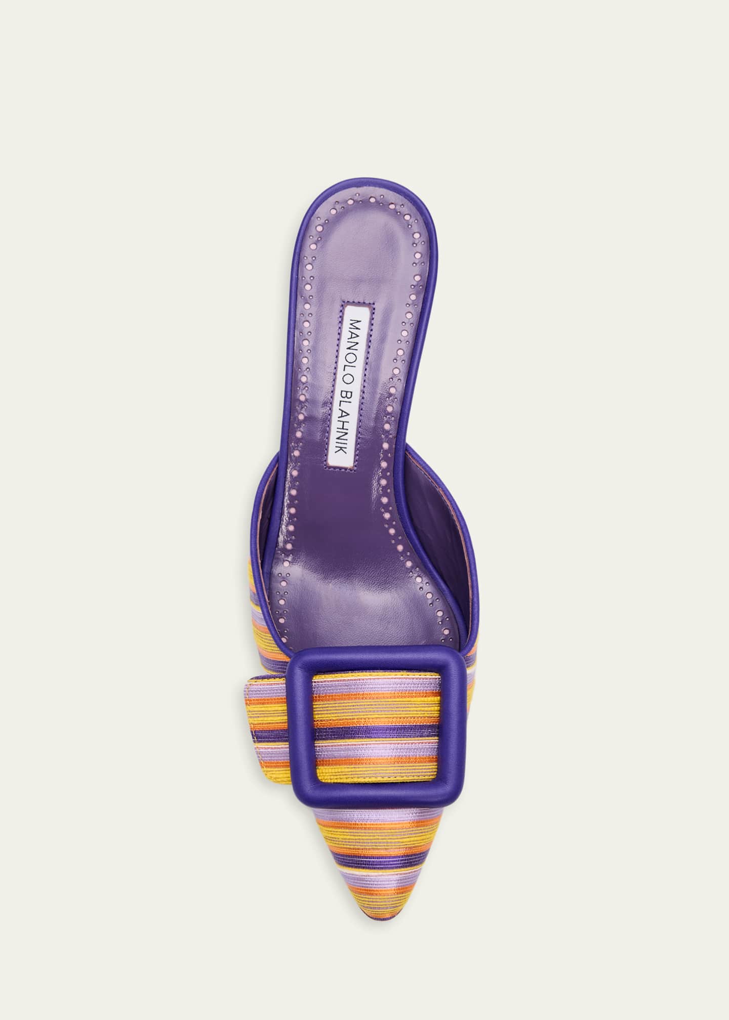 Manolo Blahnik 50mm Maysalebi Striped Mule Pumps - Bergdorf Goodman
