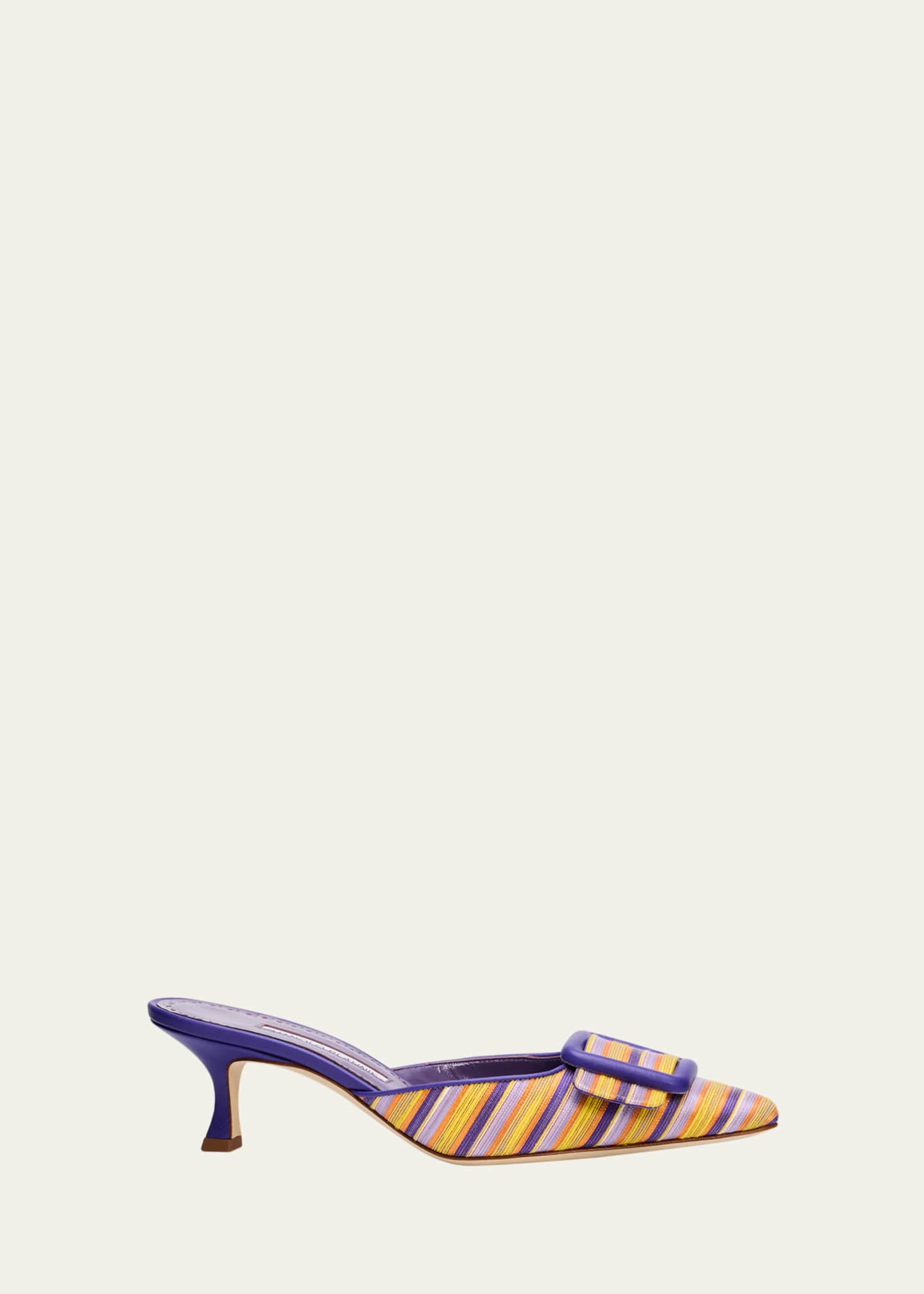 Manolo Blahnik 50mm Maysalebi Striped Mule Pumps - Bergdorf Goodman