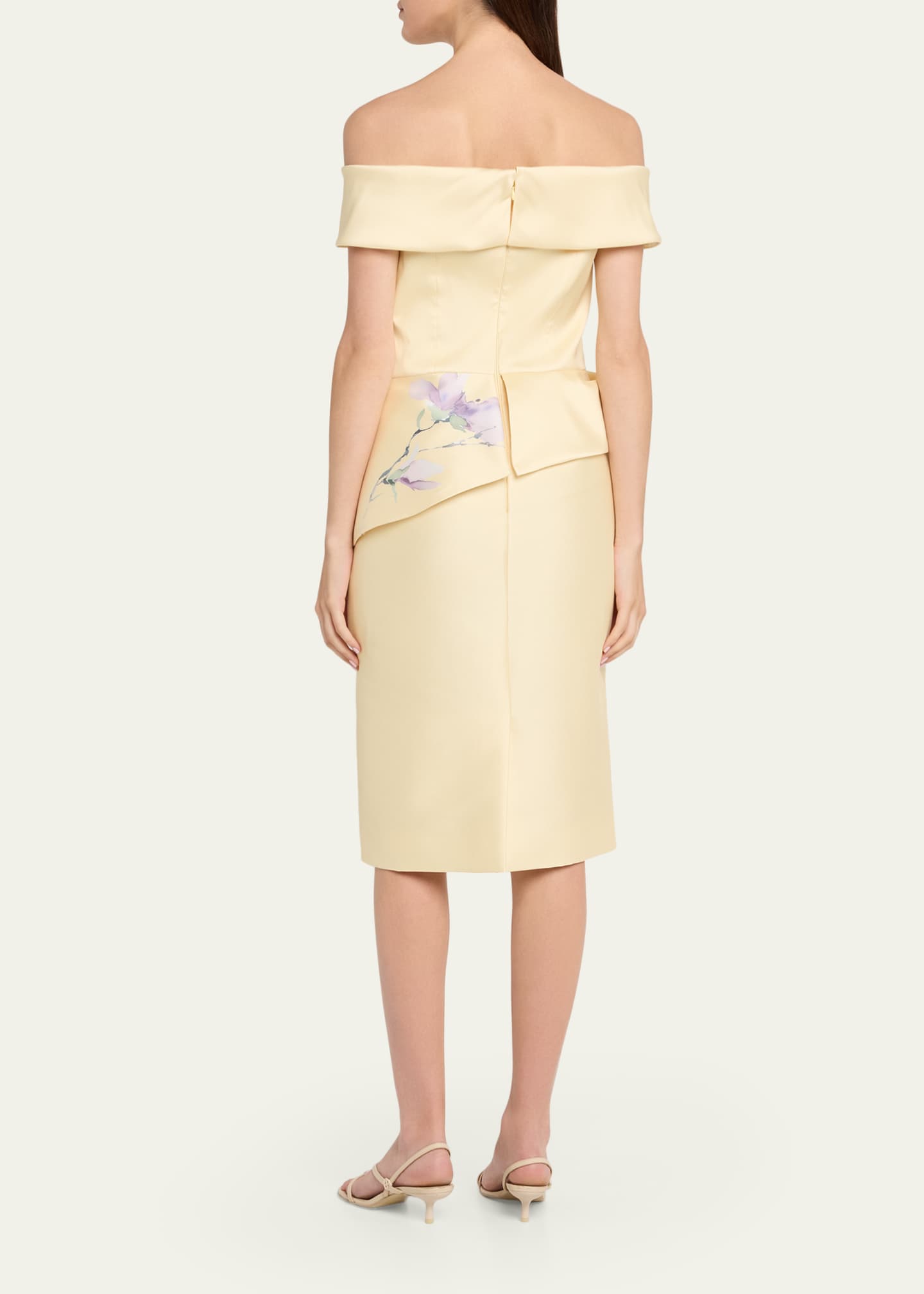 Rickie Freeman for Teri Jon Off-Shoulder Peplum Mikado Midi Dress -  Bergdorf Goodman