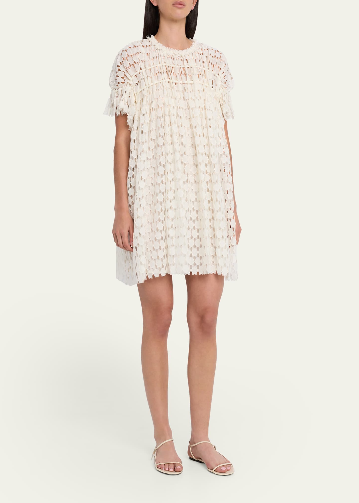 dress sweater with lace Satin Slip Dress With Crochet Knit Sweater by Miou Muse Small main image 1