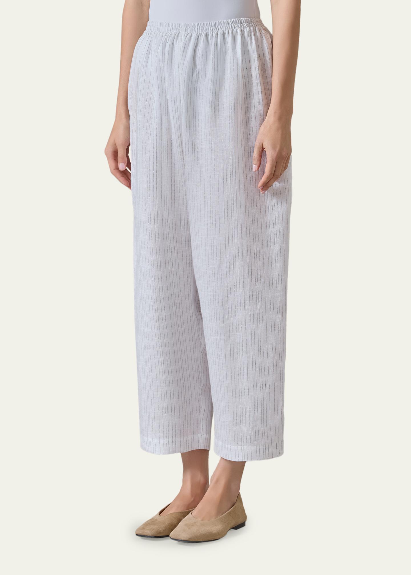 Eskandar Metallic Linen Japanese Trousers - Bergdorf Goodman