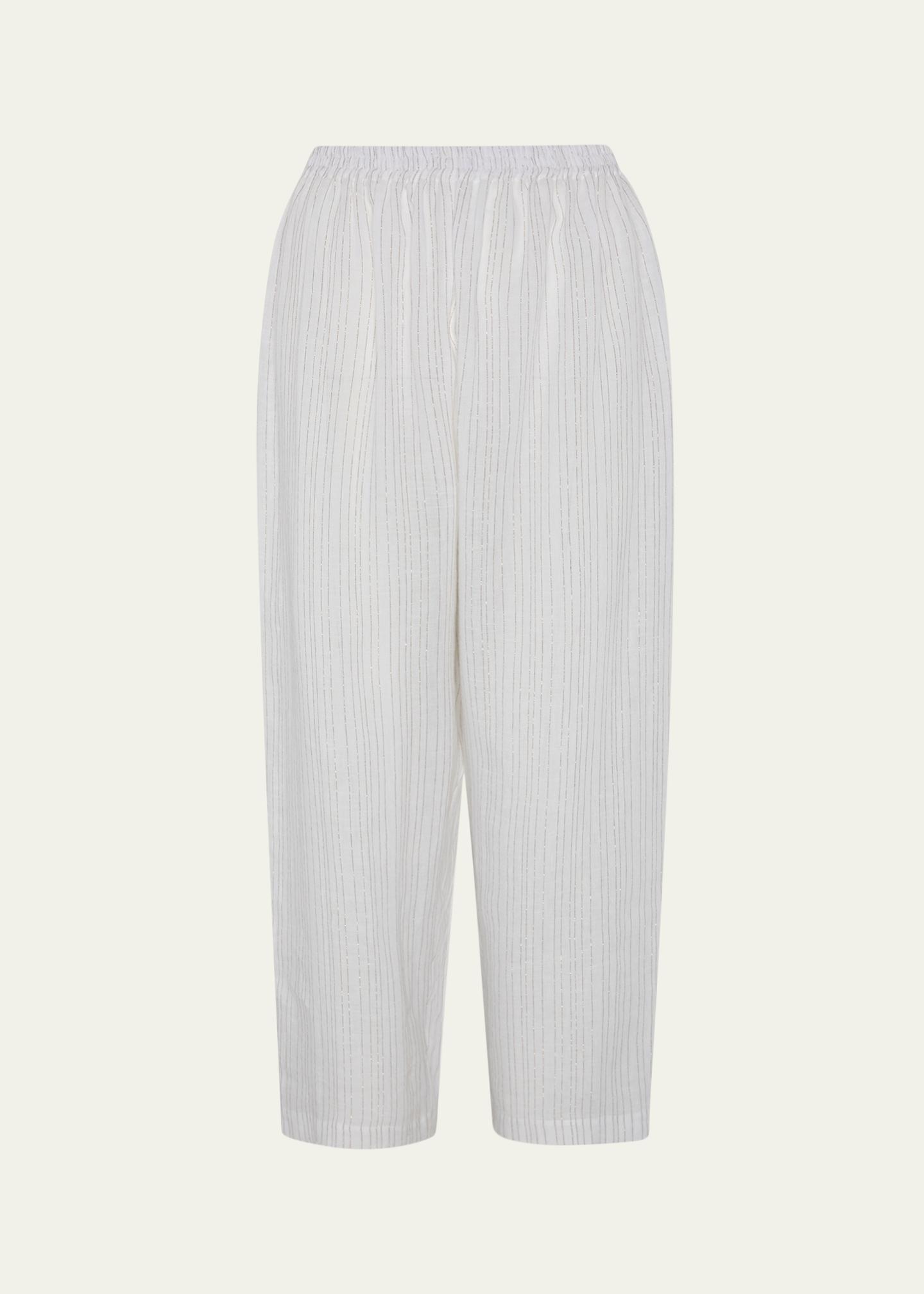 Eskandar Metallic Linen Japanese Trousers - Bergdorf Goodman
